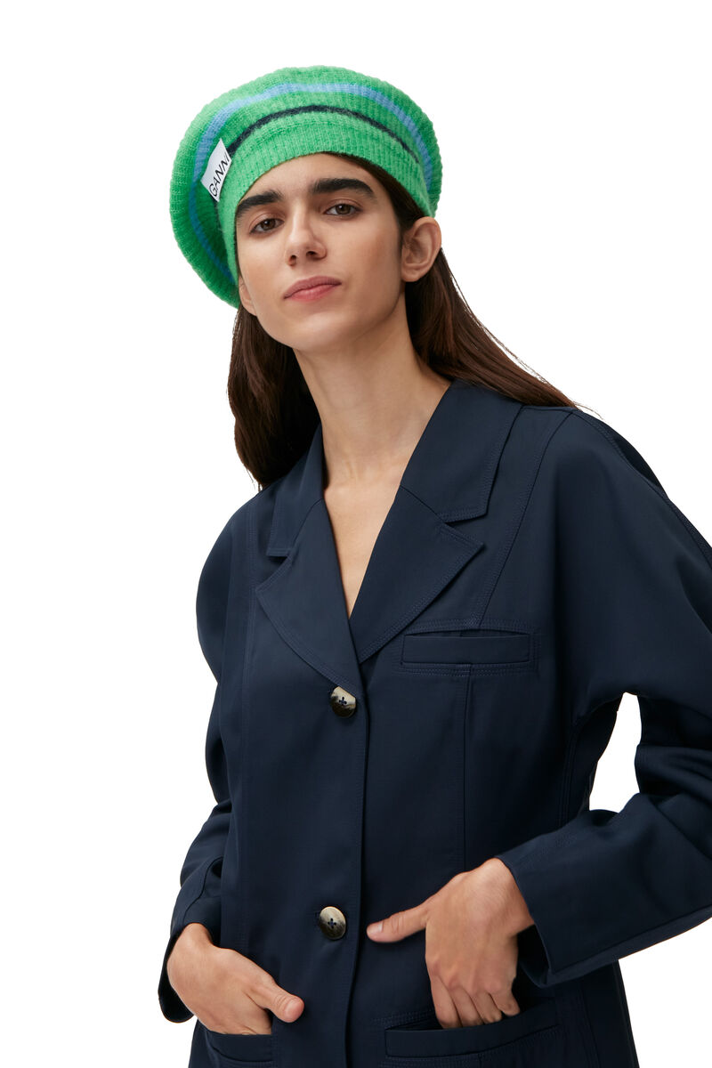 Twill Coat, Recycled Polyester, in colour Sky Captain - 4 - GANNI