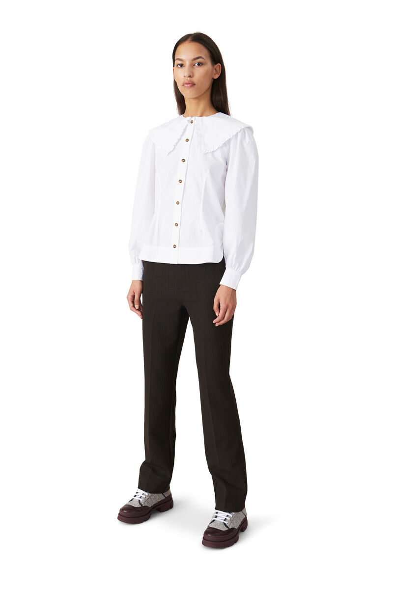 Poplin Shirt, Cotton, in colour Bright White - 1 - GANNI