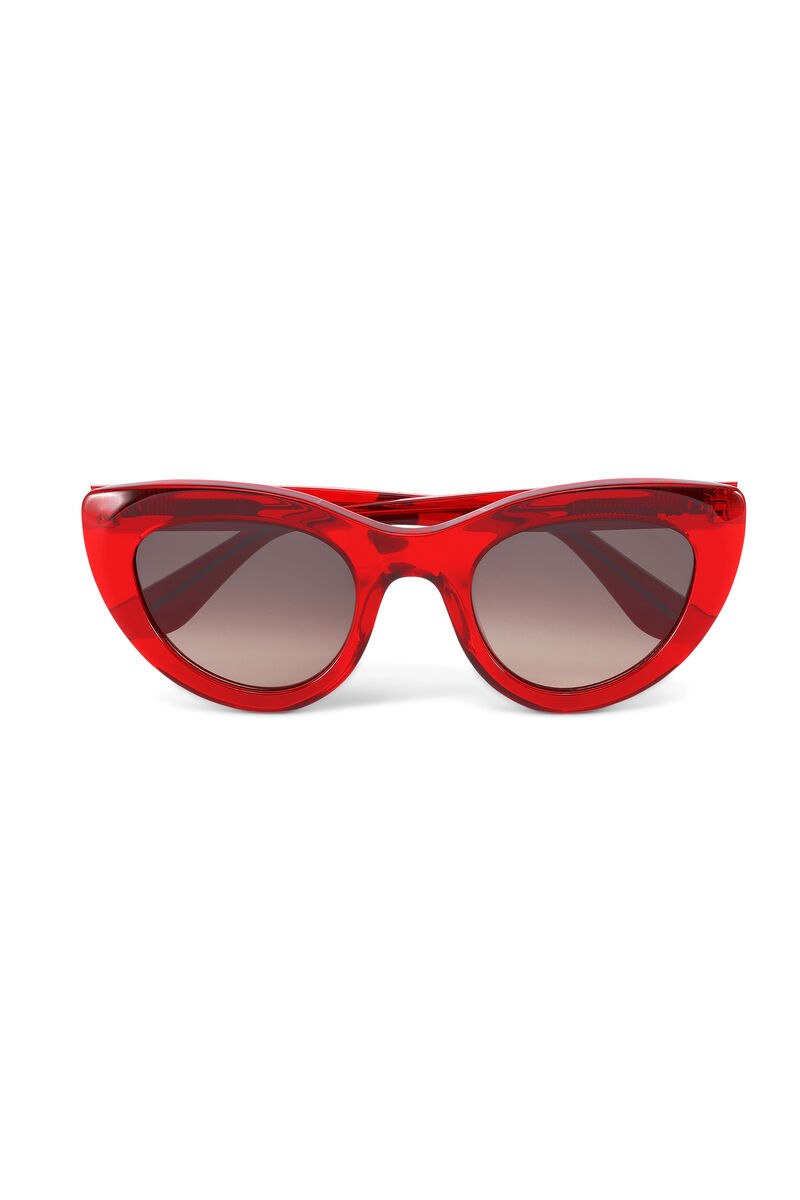 Cateye-solbriller med runde hjørner, Biodegradable Acetate, in colour High Risk Red - 1 - GANNI