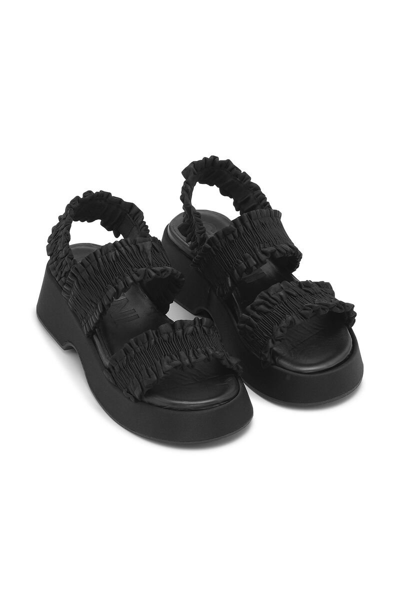 Smock Flatform Sandals , Polyester, in colour Black - 3 - GANNI