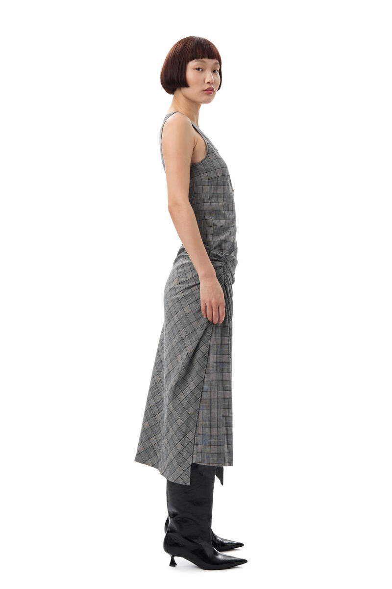 GANNI x Paloma Elsesser Check Mix Sleeveless Layer klänning, Elastane, in colour Frost Gray - 7 - GANNI