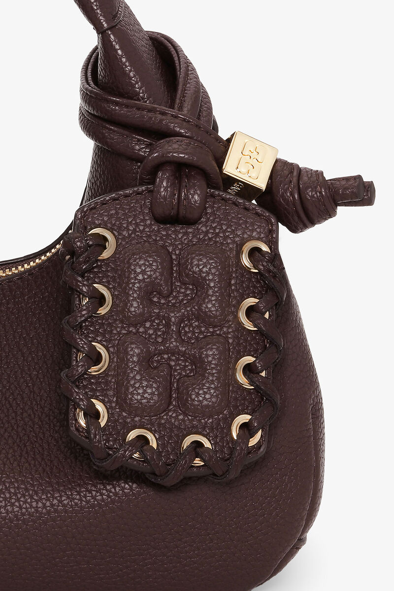 Brown Mini Hobo Bag, Polyurethane, in colour Chicory Coffee - 10 - GANNI