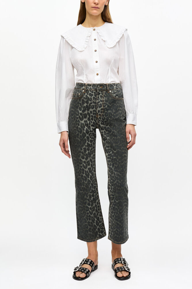 Grey Leopard Betzy Jeans, Gray Pinstripe