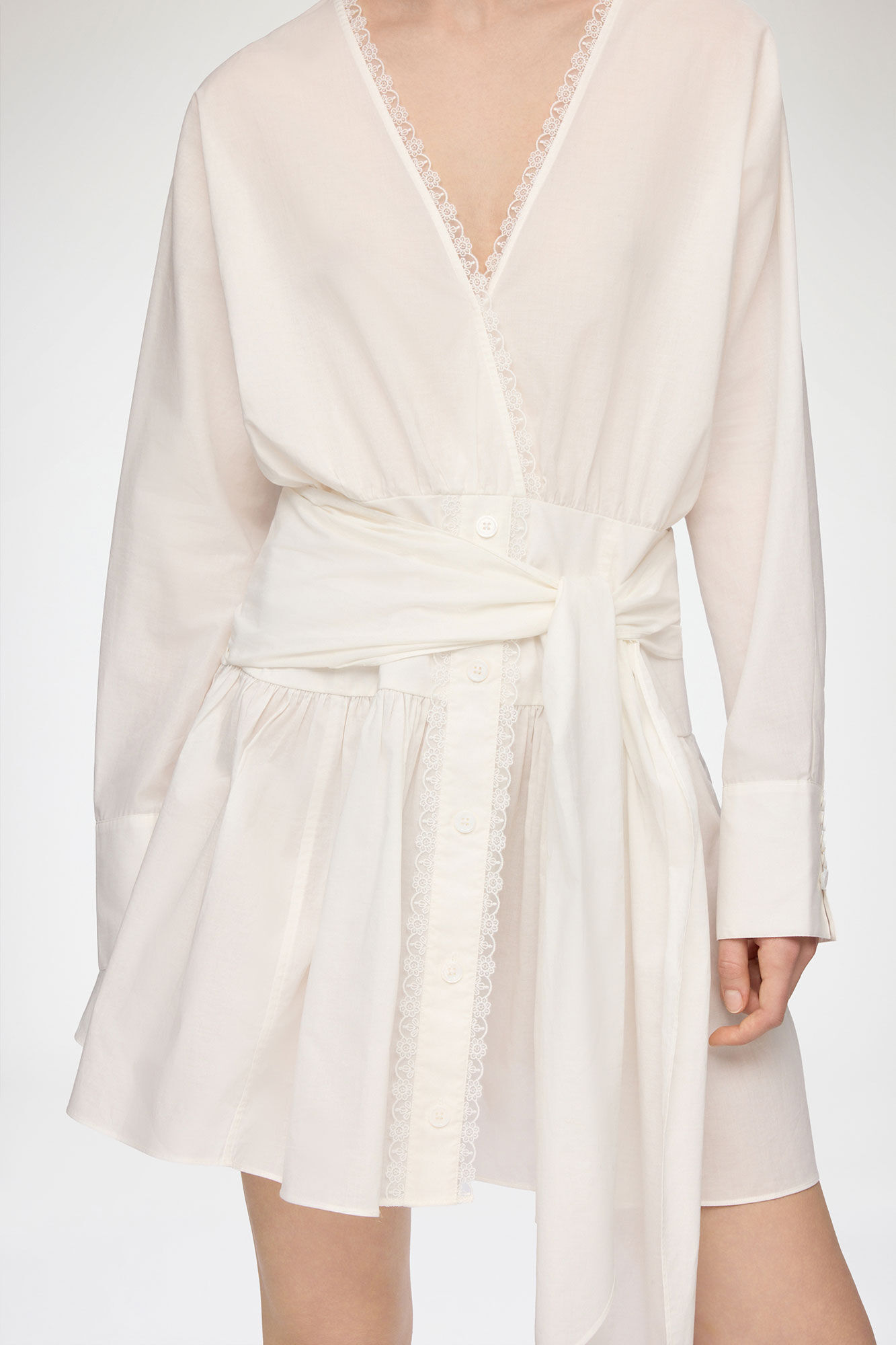 Dress in White Cotton, Organic Cotton, in colour Bright White - 3 - GANNI