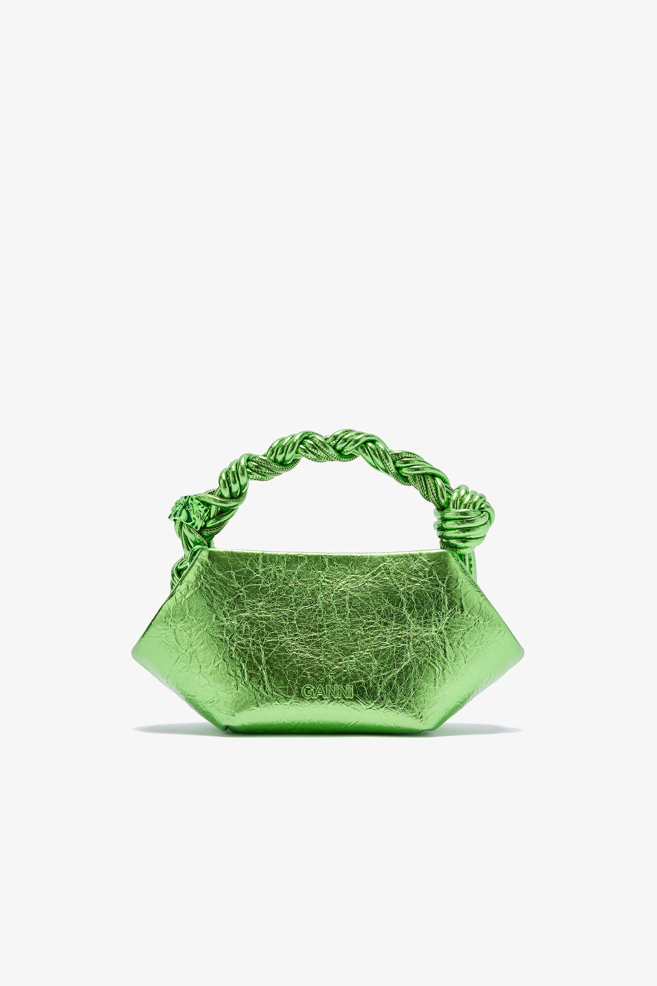 Metallic Mini Bou Bag, Polyurethane, in colour Greenery - 3 - GANNI