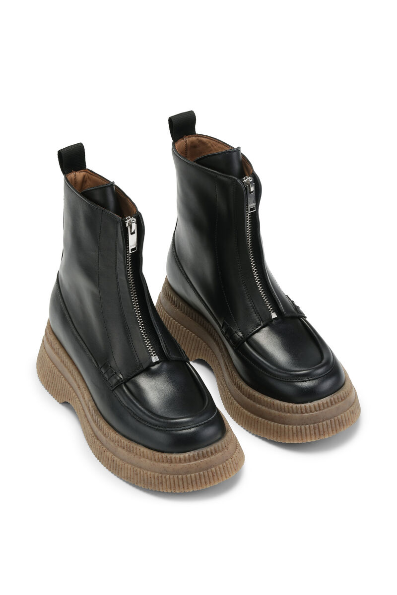 Creepers Wallaby Zip Boots, Calf Leather, in colour Black - 3 - GANNI
