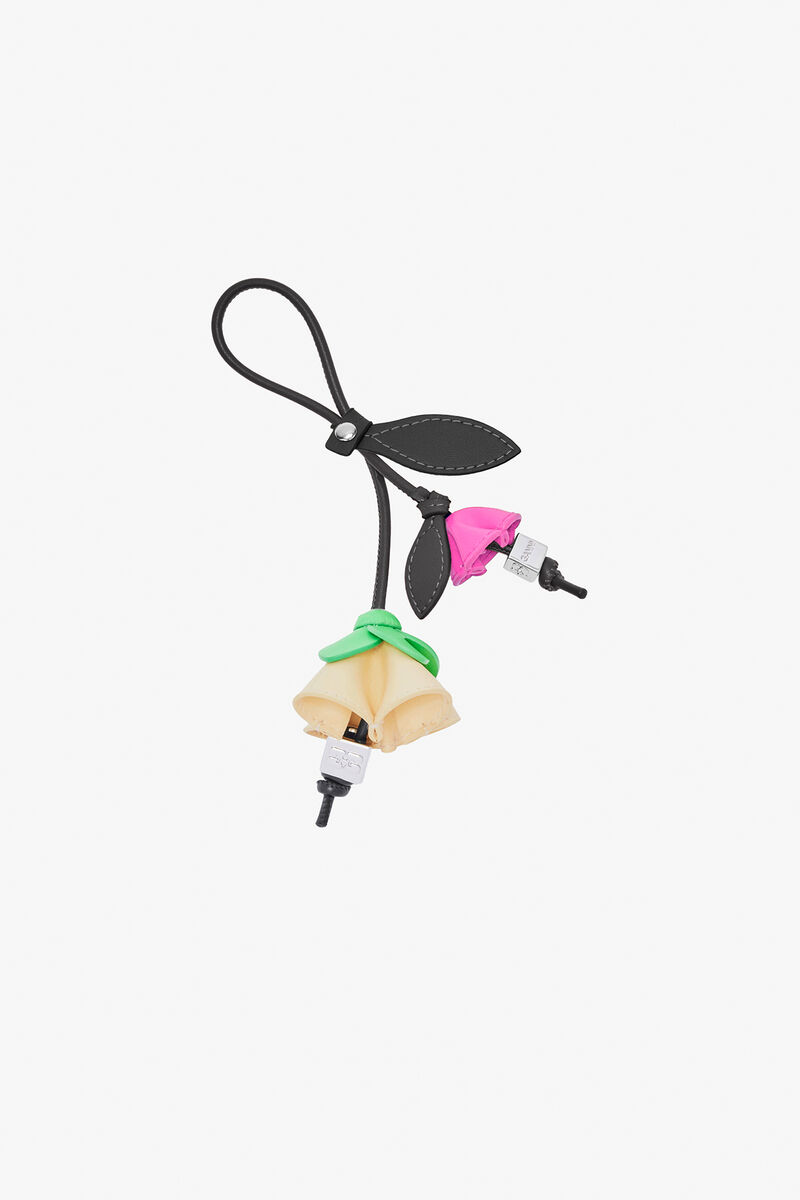 Flower Charm, Recycled Leather, in colour Classic Green - 1 - GANNI