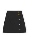 Asymmetrical Mini Skirt, Recycled Polyester, in colour Black - 1 - GANNI