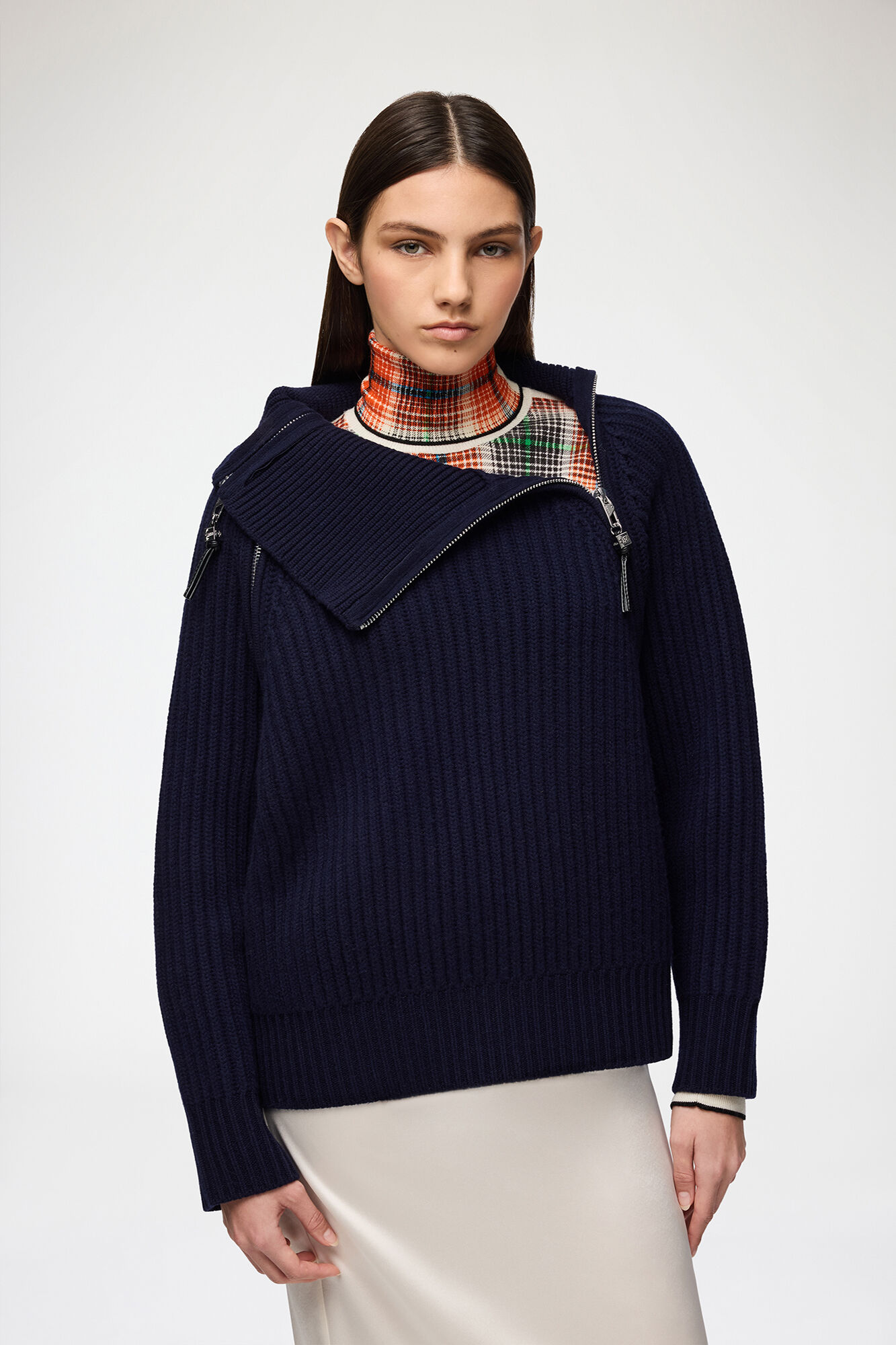 Ganni Women's Navy Turtleneck In Blue Wool - Small - Image 1