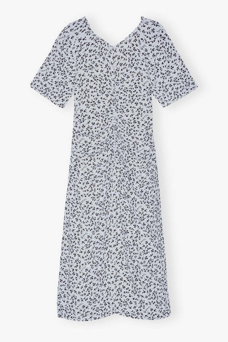Printed Crepe U-neck Midi Dress, LENZING™ ECOVERO™, in colour Heather - 2 - GANNI