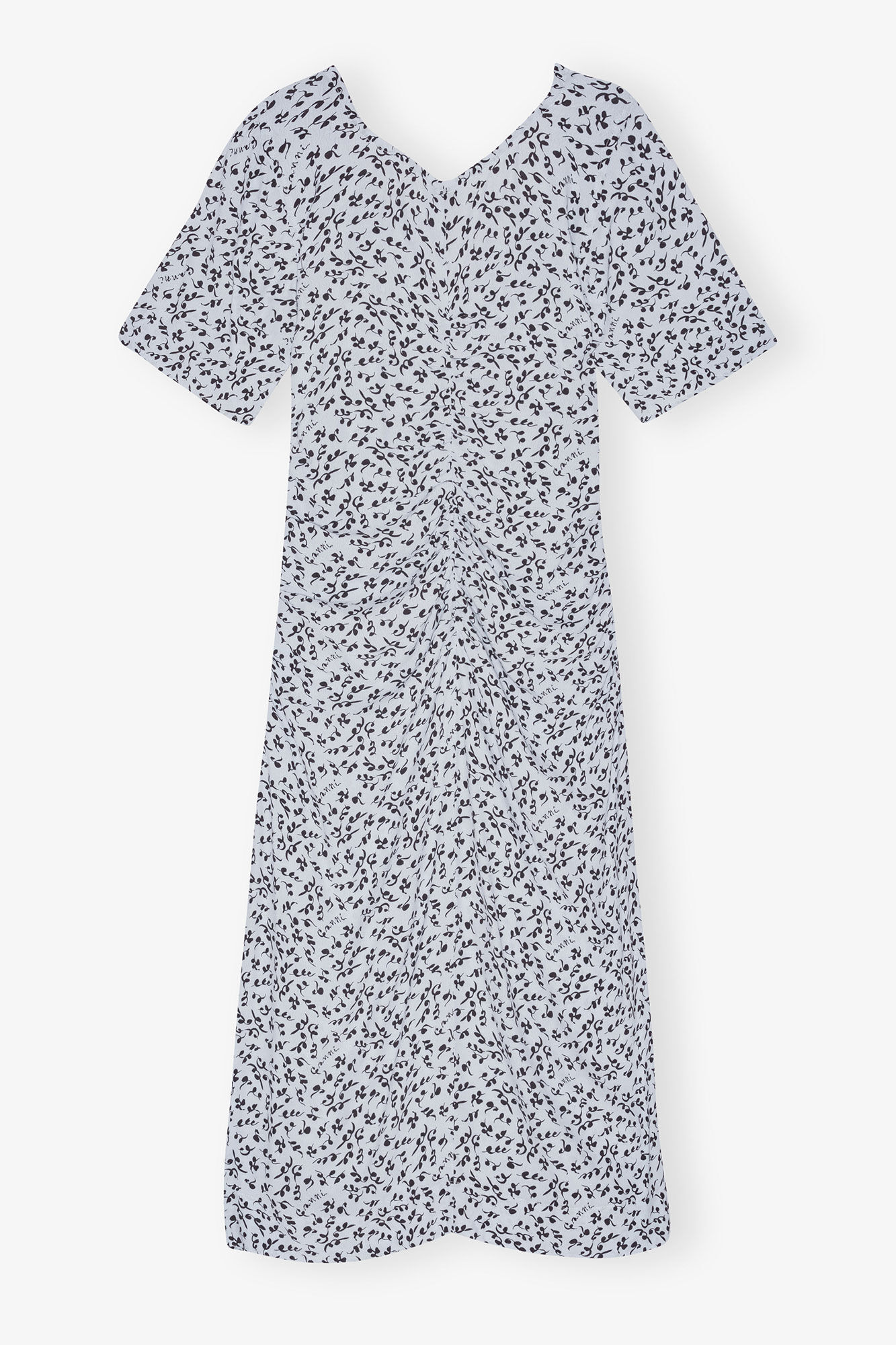 Printed Crepe U-neck Midi Dress, LENZING™ ECOVERO™, in colour Heather - 2 - GANNI