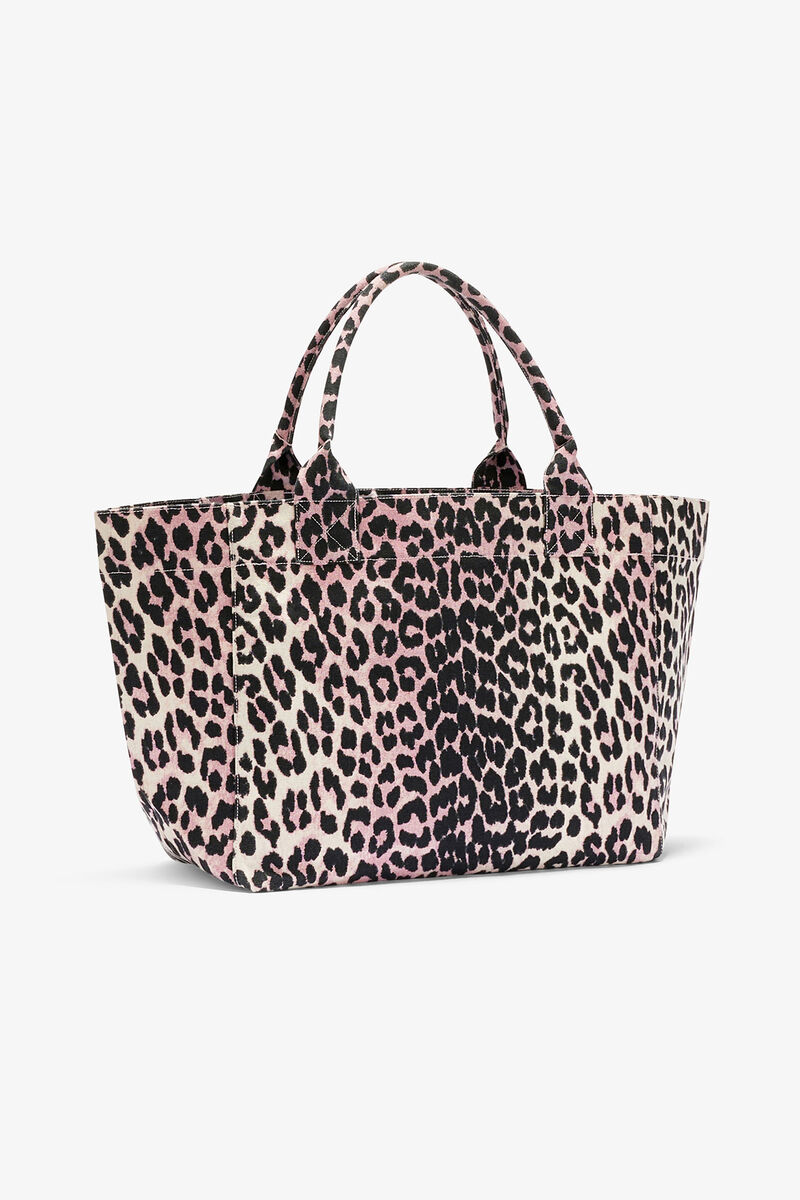 Leopard Medium Tote, in colour Bleached Mauve - 2 - GANNI