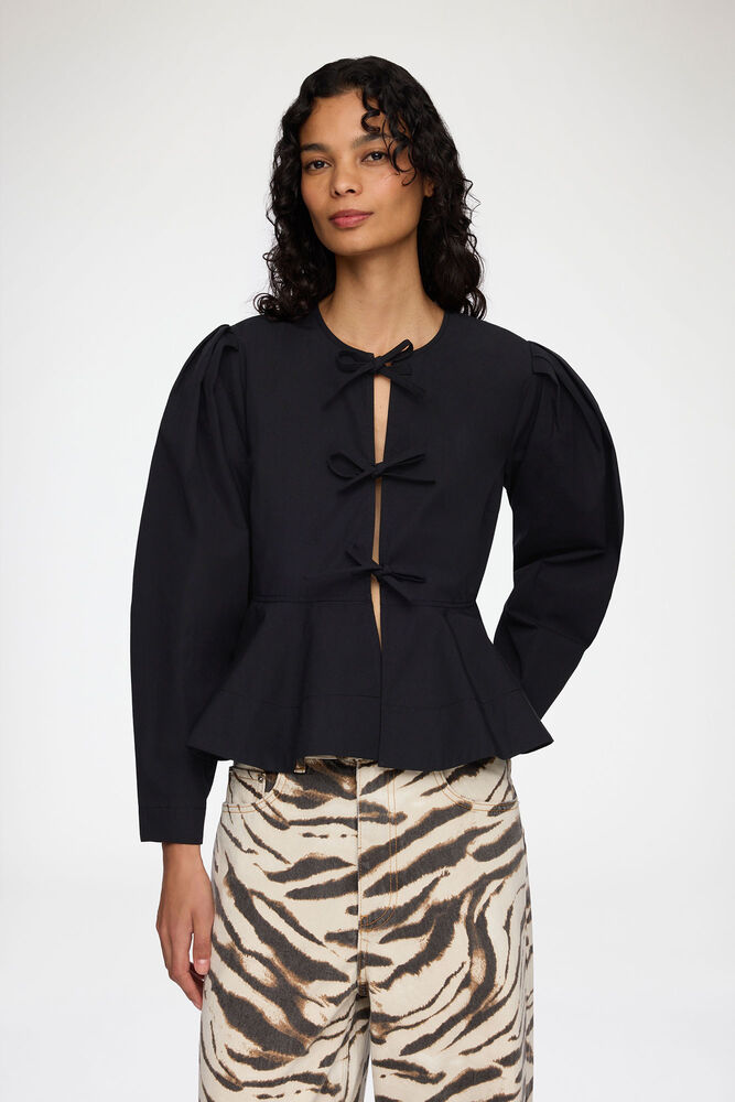 Blouse in Cotton Poplin, Black
