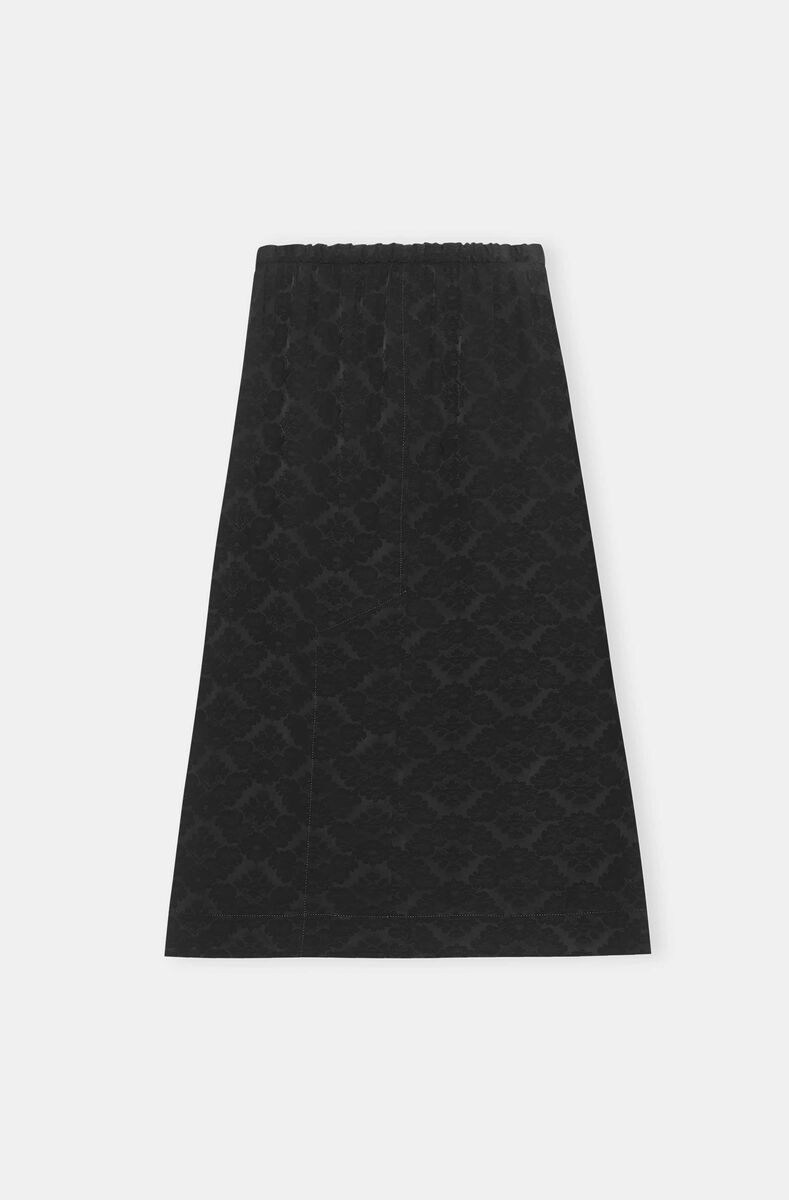 Jacquard Midi Skirt, Viscose, in colour Black - 2 - GANNI