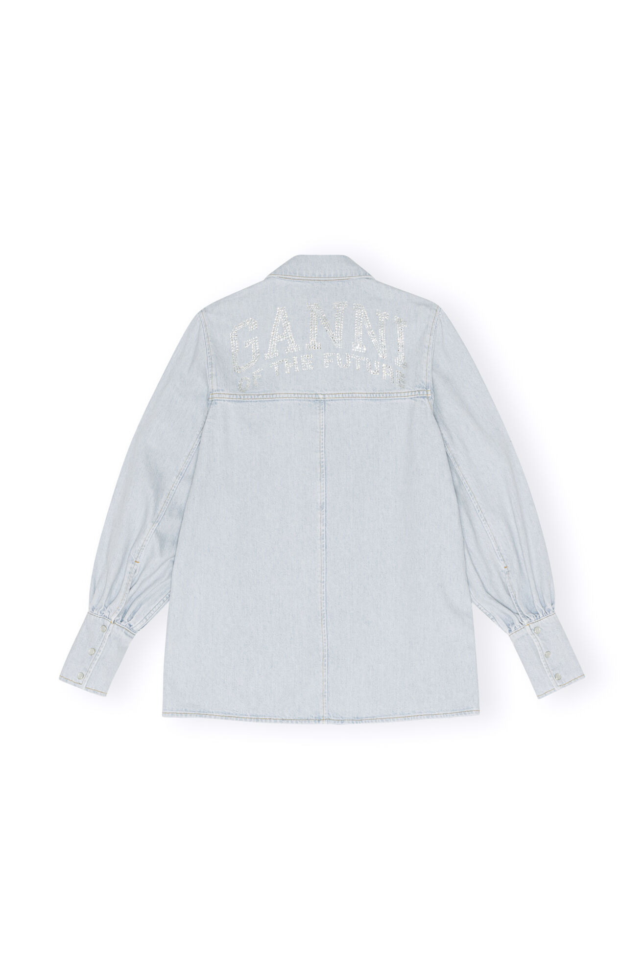 Future Denim Shirt, Organic Cotton, in colour Light Blue Vintage - 2 - GANNI