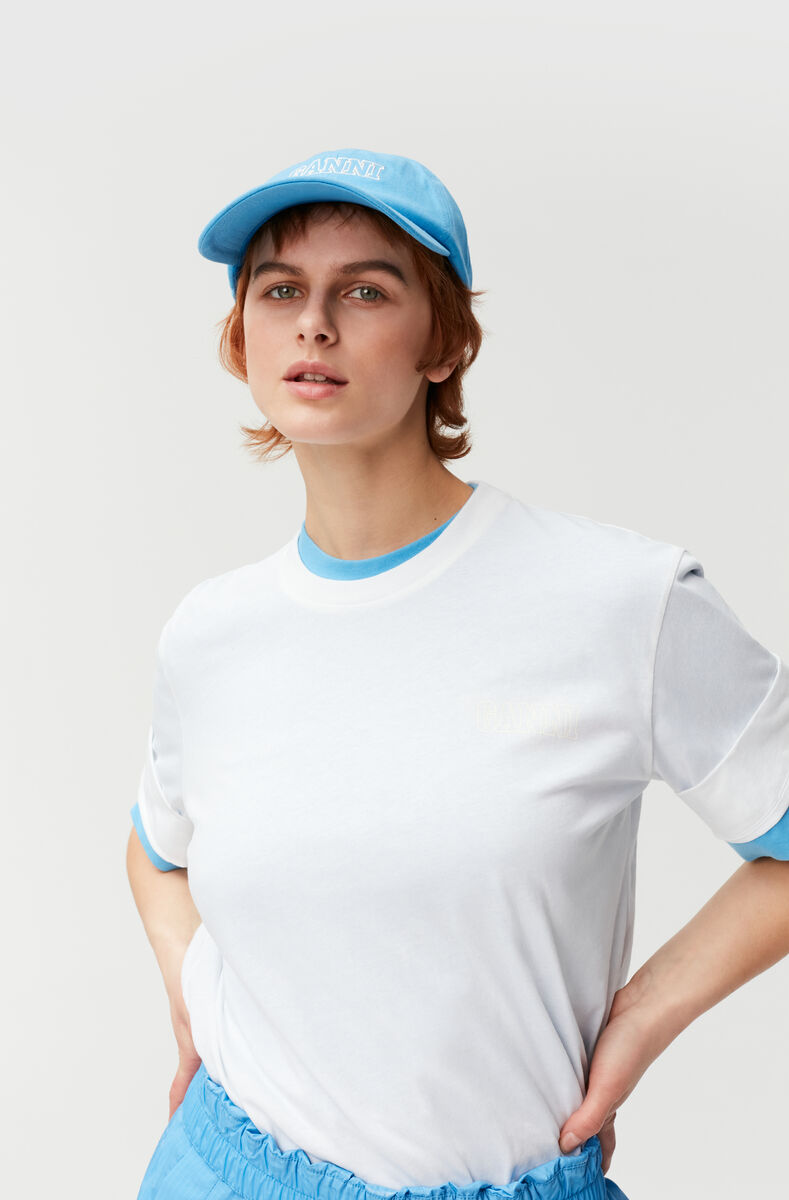 Avslappnad t-shirt med logga, Cotton, in colour White - 4 - GANNI