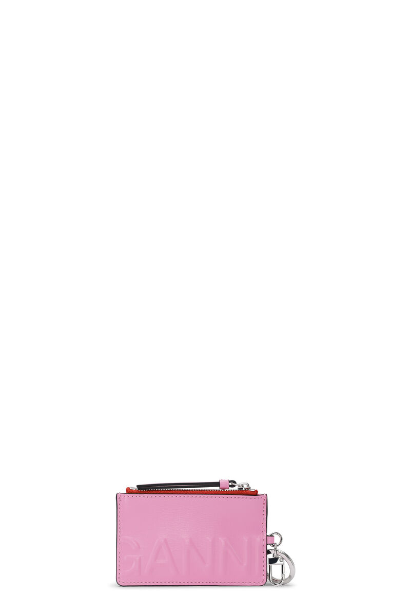 Banner Coin Purse, Leather, in colour Barbados Cherry - 1 - GANNI