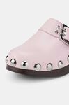 Studded Leather Clogs, Leather, in colour Pale Lilac - 3 - GANNI