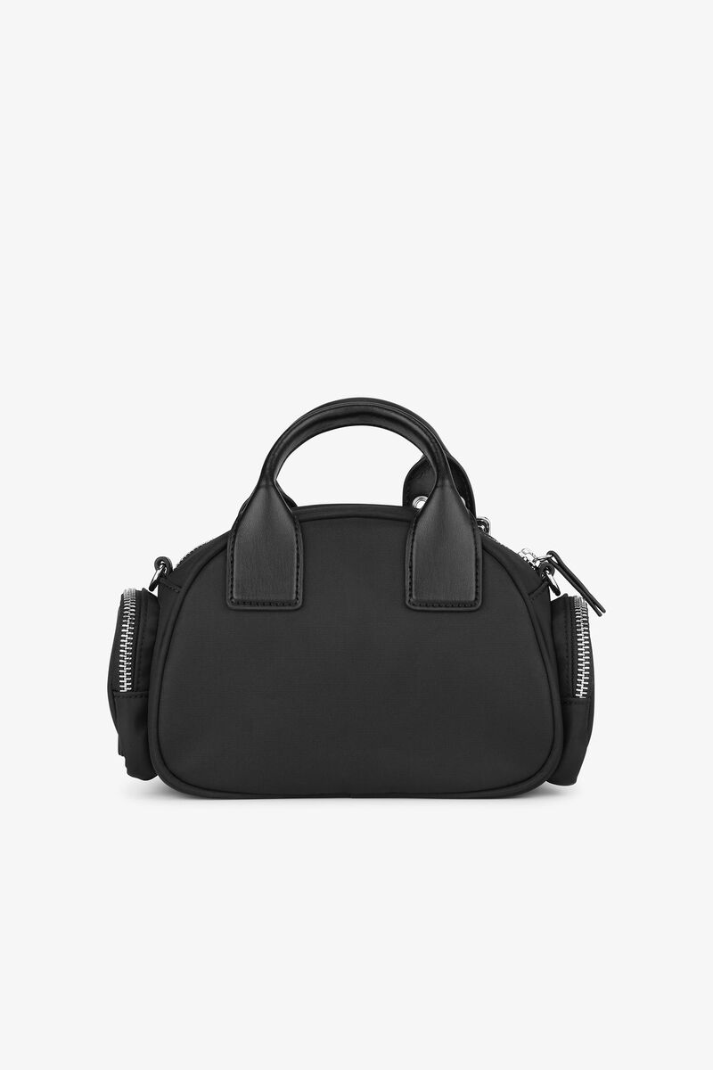Black Mini Polochon Bag, Nylon, in colour Black - 3 - GANNI