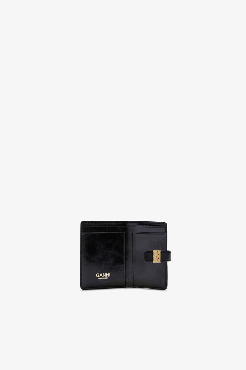Sort og smal Sue kortholder, Recycled Leather, in colour Black - 3 - GANNI