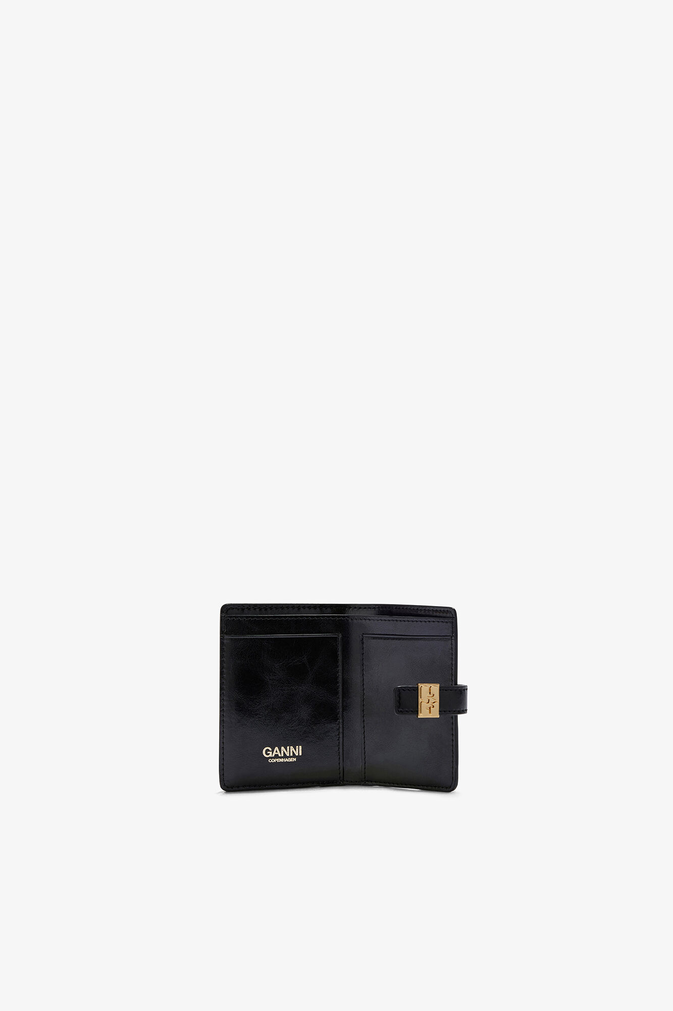 Sort og smal Sue kortholder, Recycled Leather, in colour Black - 3 - GANNI