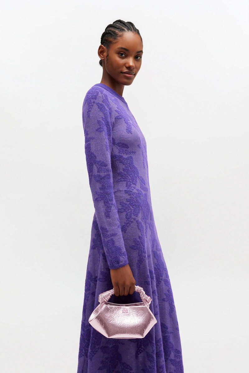 Metallic Mini Bou Bag, in colour Silver Pink - 1 - GANNI