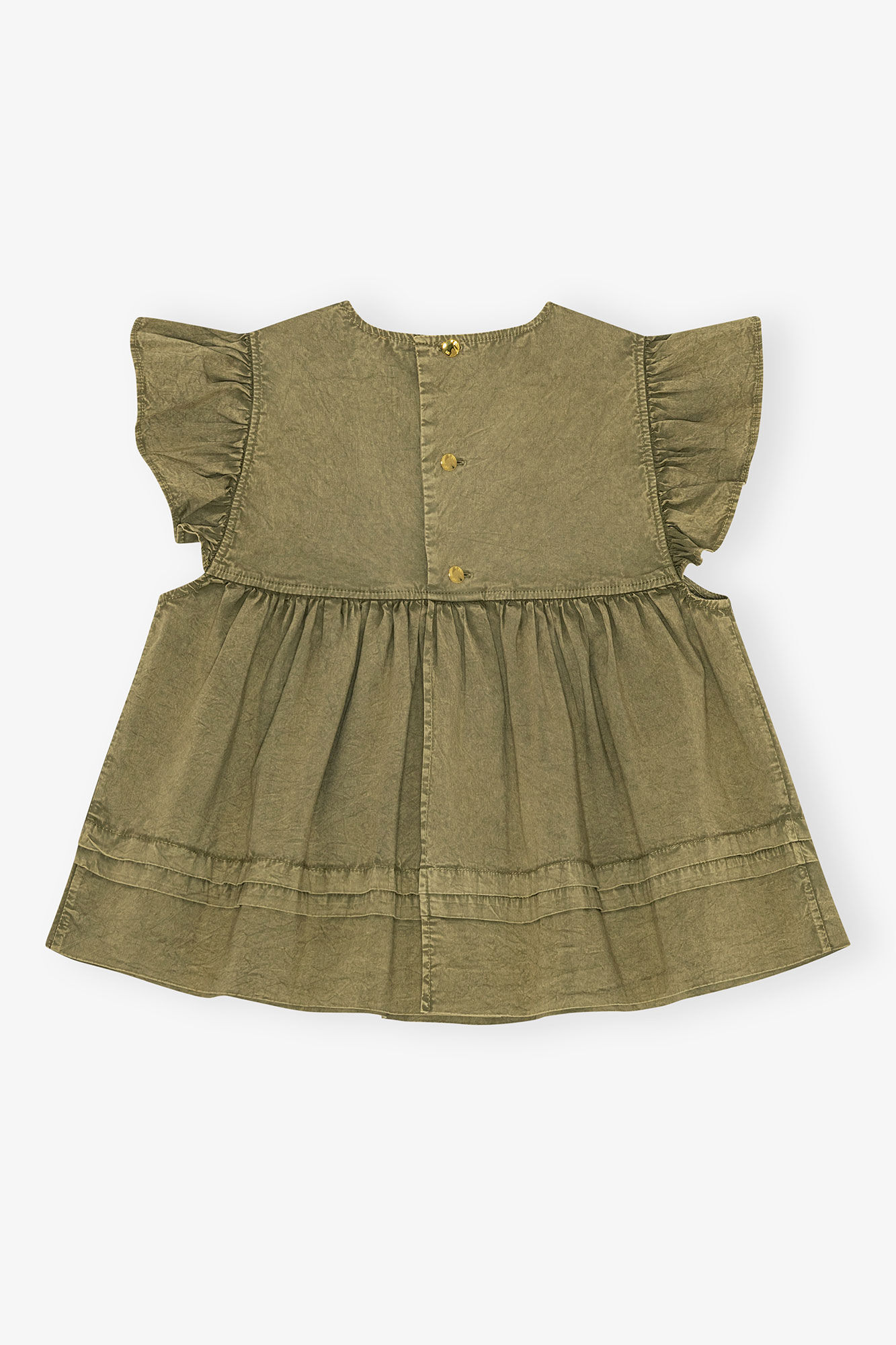 Green Washed Cotton Top, Elastane, in colour Boa - 2 - GANNI