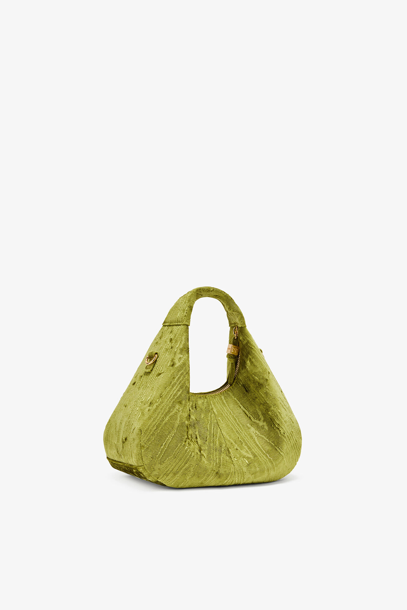 Velvet Moire Mini Hobo Bag, Recycled Polyester, in colour Spinach Green - 2 - GANNI