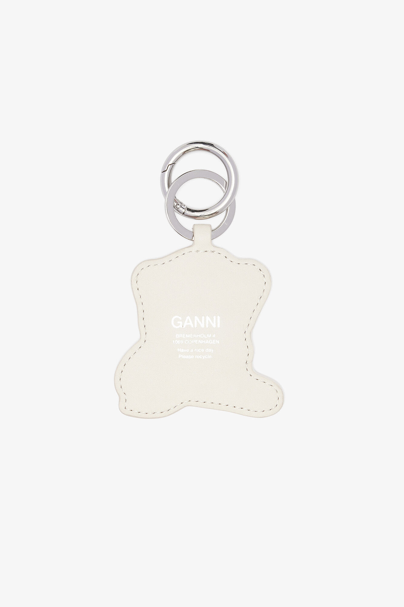 Baby Leo Keyring, Recycled Leather, in colour Egret - 2 - GANNI