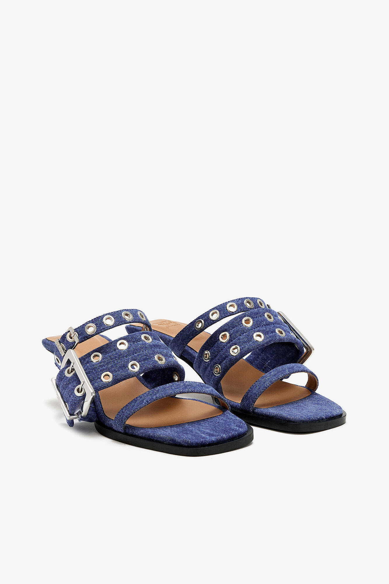 Mid Blue Vintage バックルストラップミュール（デニム） | GANNI (Global)