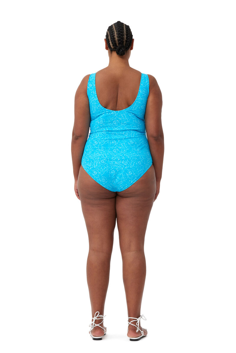 GANNI X ESTER MANAS Printed U-neck Swimsuit, Elastane, in colour Bachelor Blue - 6 - GANNI