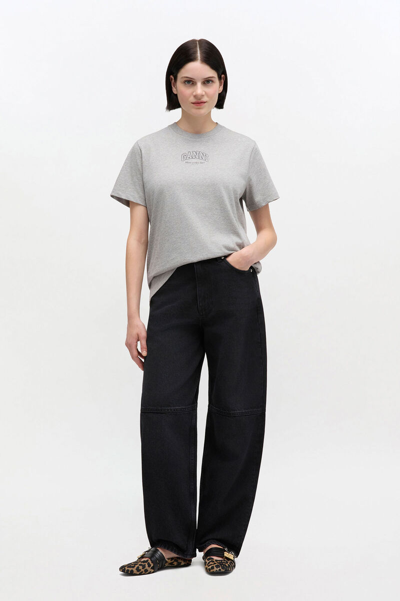 Black Stary Jeans, Organic Cotton, in colour Black Washed - 2 - GANNI