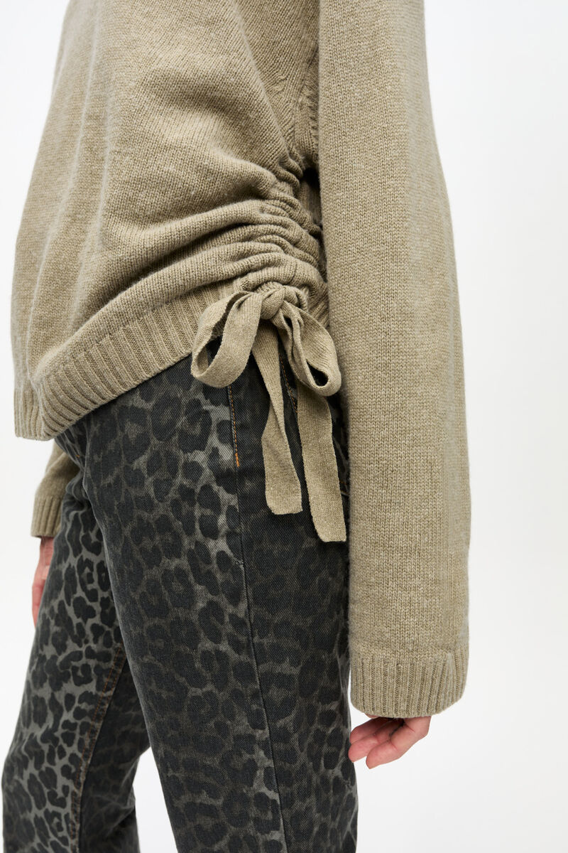 Brown Future Wool Mix Oversized Jumper, Recycled Wool, in colour Dusty Olive - 4 - GANNI