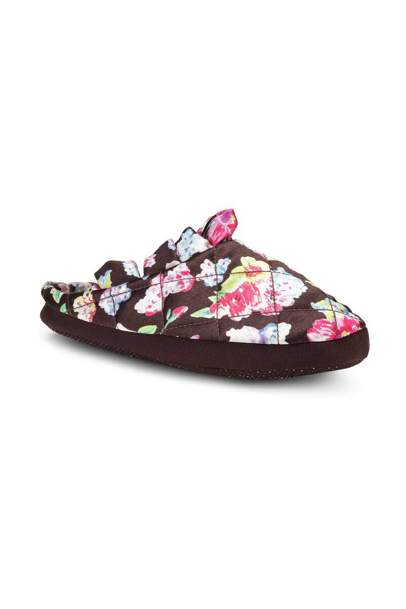 Quilted Satin Accessories Quilted Indoor Ruffle Slippers, Viscose, in colour Mole - 1 - GANNI
