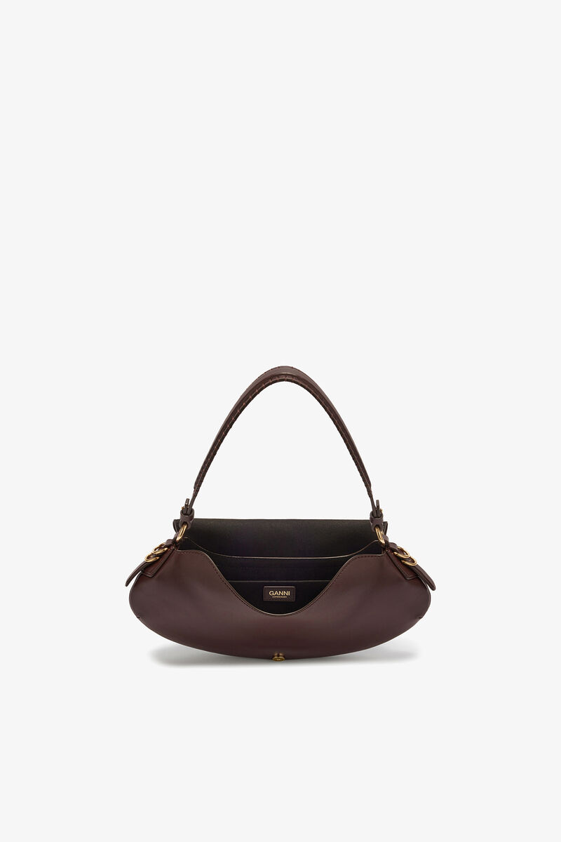 B-Kat Bag in Brown, Recycled Leather, in colour Chicory Coffee - 3 - GANNI