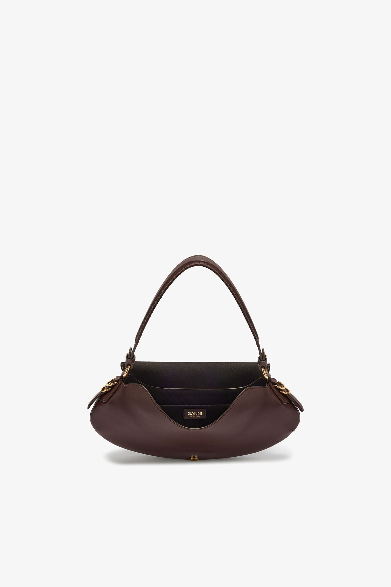 B-Kat Bag in Brown, Recycled Leather, in colour Chicory Coffee - 3 - GANNI
