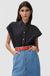 Sleeveless Shirt, Cotton, in colour Black - 1 - GANNI