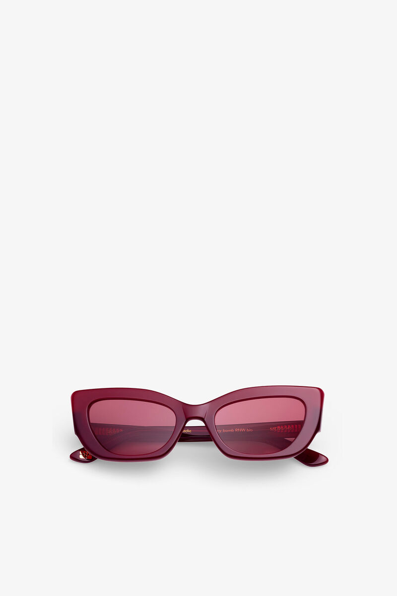GANNI x Ace & Tate r&oslash;de Sadie solbriller, Acetate, in colour Port Royale - 1 - GANNI