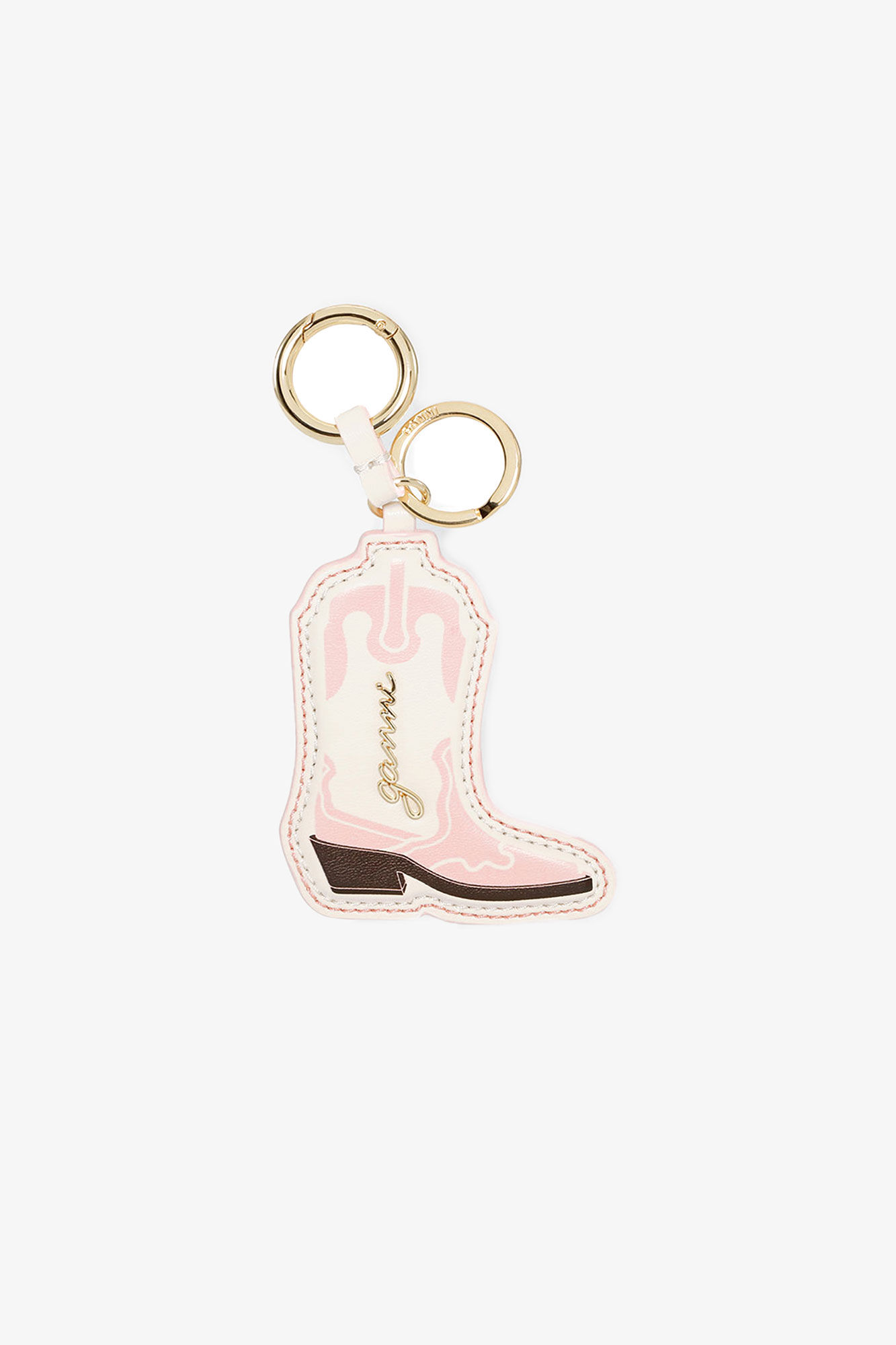 Pink Western Boot Keyring, Polyester, in colour Chalk Pink - 1 - GANNI