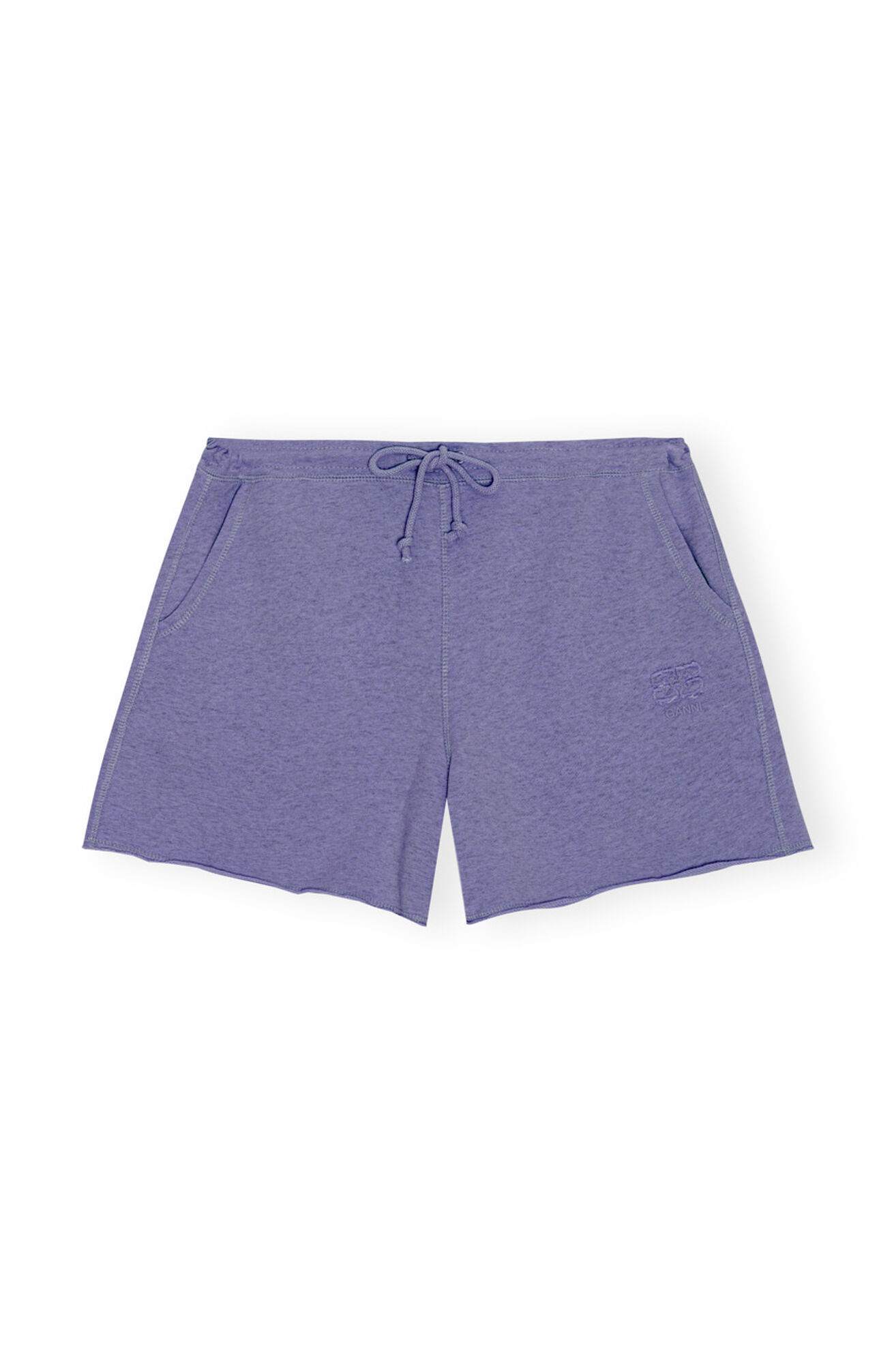 Lilac Isoli shorts med dragsko, Cotton, in colour Misty Lilac - 1 - GANNI