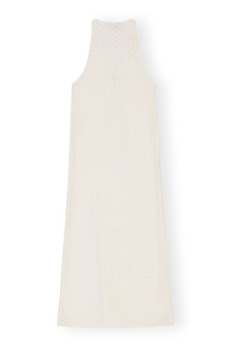 Mesh Lace Maxi Dress, Elastane, in colour Egret - 2 - GANNI