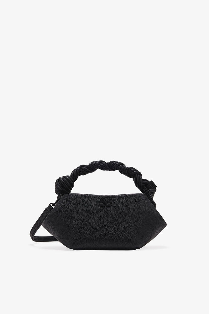 Svart kornig mini GANNI Bou väska, Black