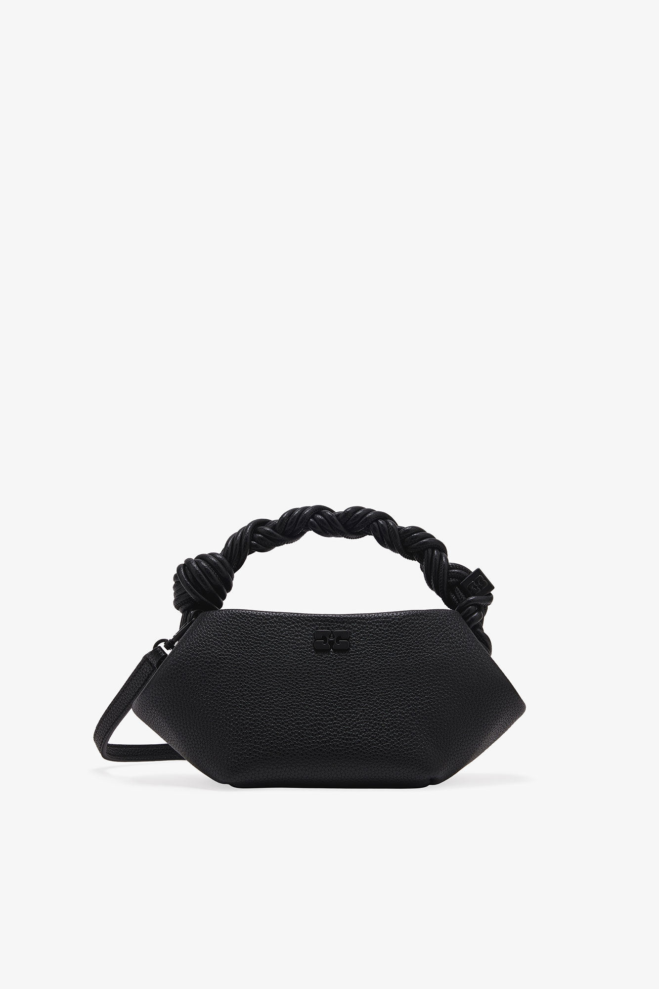 Black Grained Mini GANNI Bou Bag, Polyurethane, in colour Black - 1 - GANNI