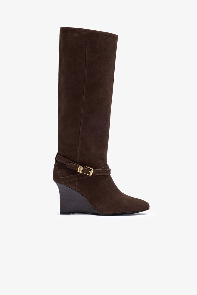 Kat High Boot in Brown Suede, Chicory Coffee