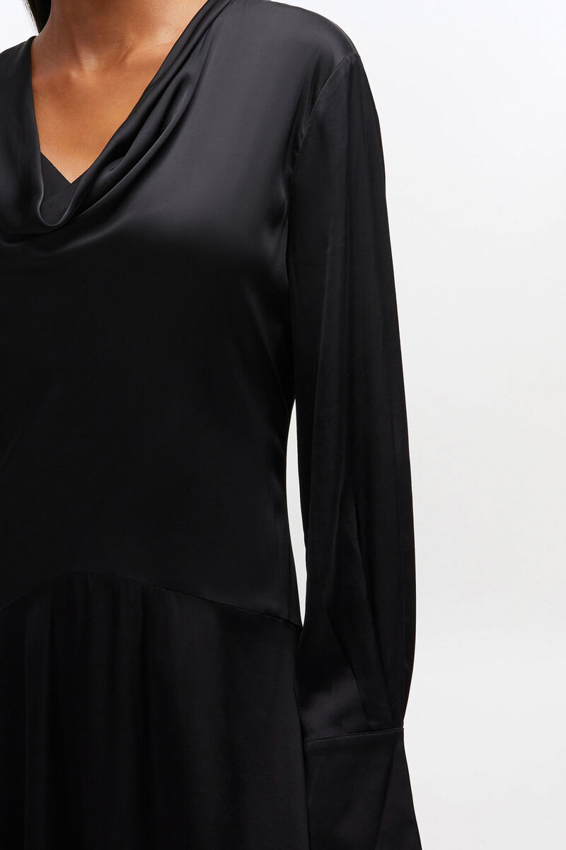 Black Scarf Dress, Elastane, in colour Black - 3 - GANNI