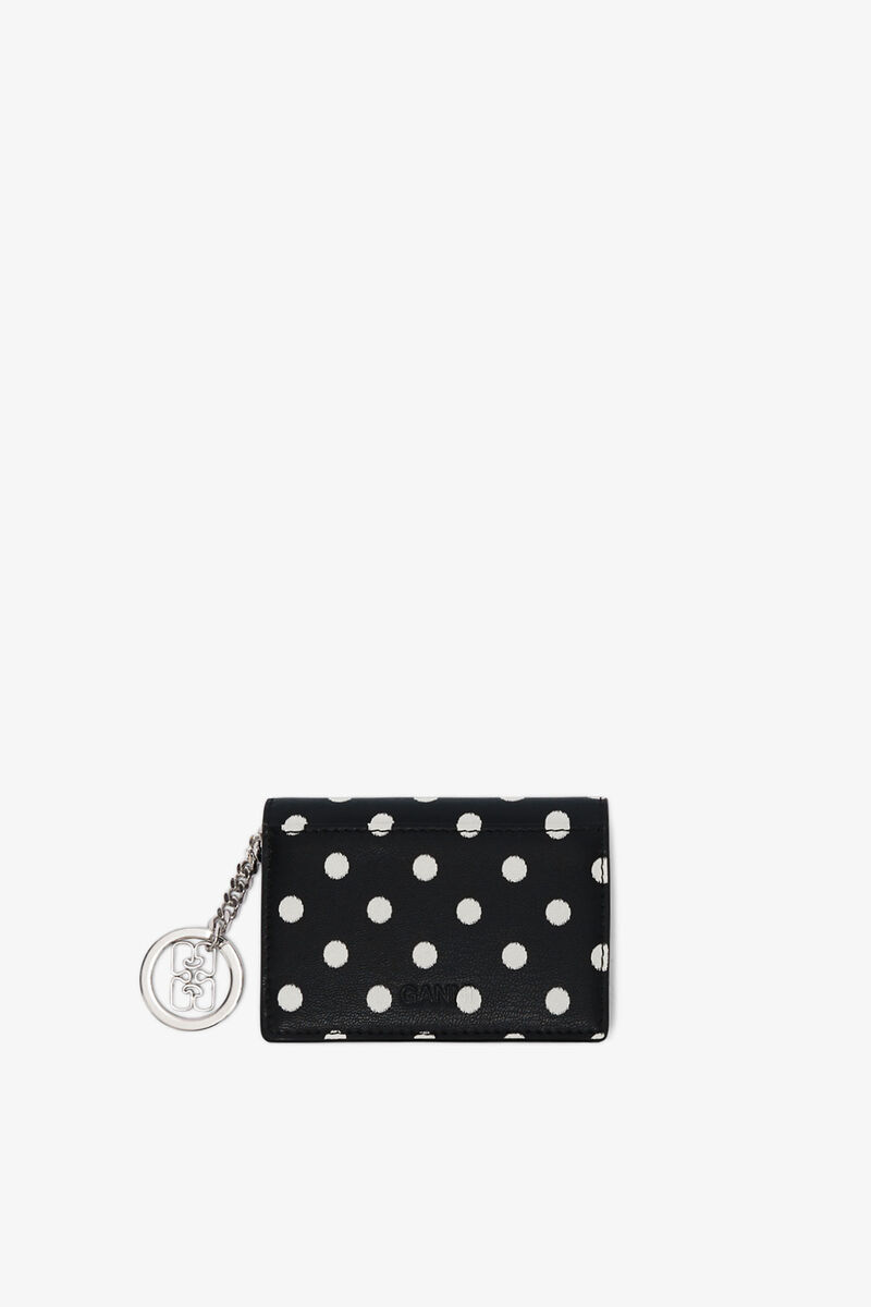Bou Card Holder With Flap with Dots, in colour Black - 2 - GANNI