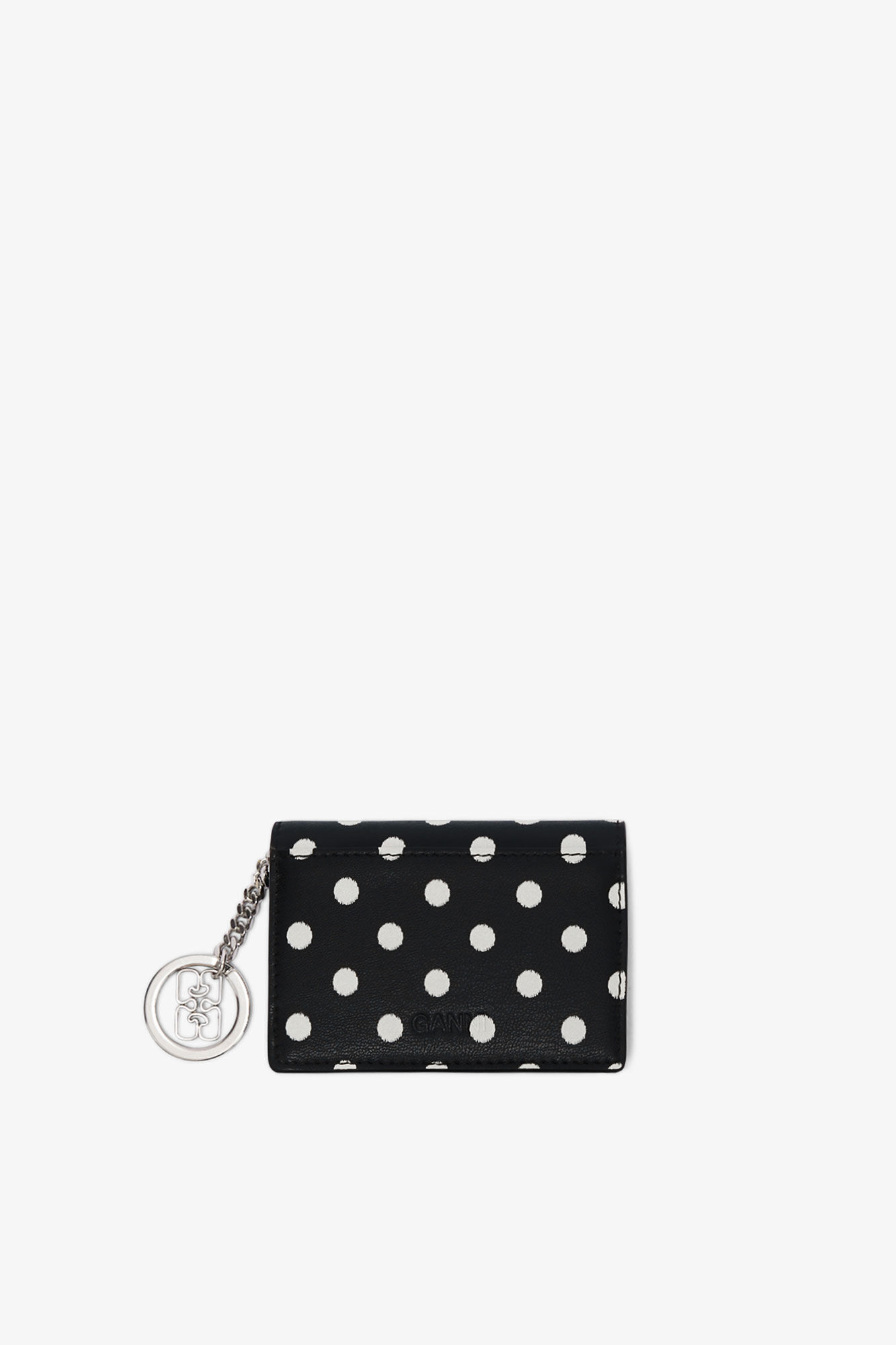 Bou Card Holder With Flap with Dots, in colour Black - 2 - GANNI