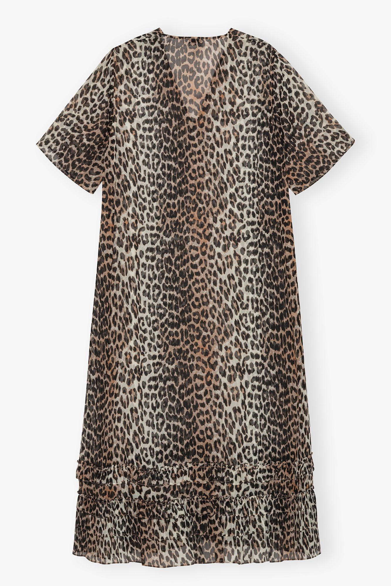 Leopard Chiffon Maxi Dress, Recycled Polyester, in colour Leopard - 2 - GANNI