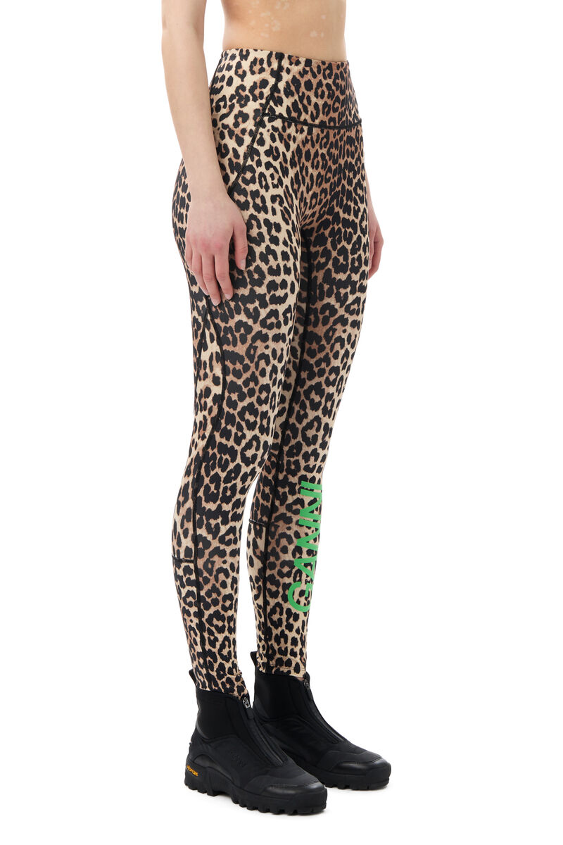 Active Ultra High Waist Leggings, Recycled Nylon, in colour Leopard - 2 - GANNI