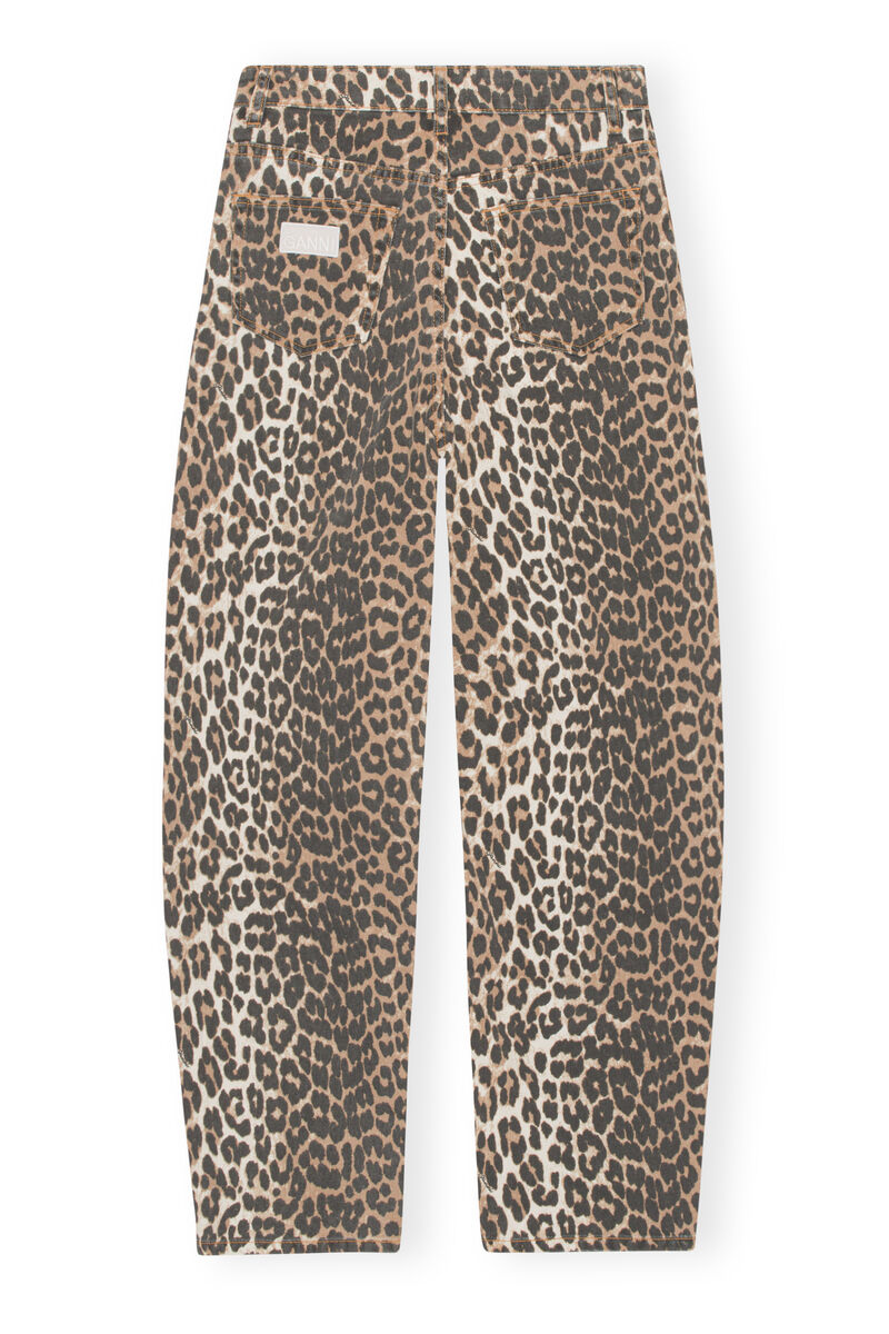 Leopard Denim Stary Jeans, Cotton, in colour Leopard - 2 - GANNI